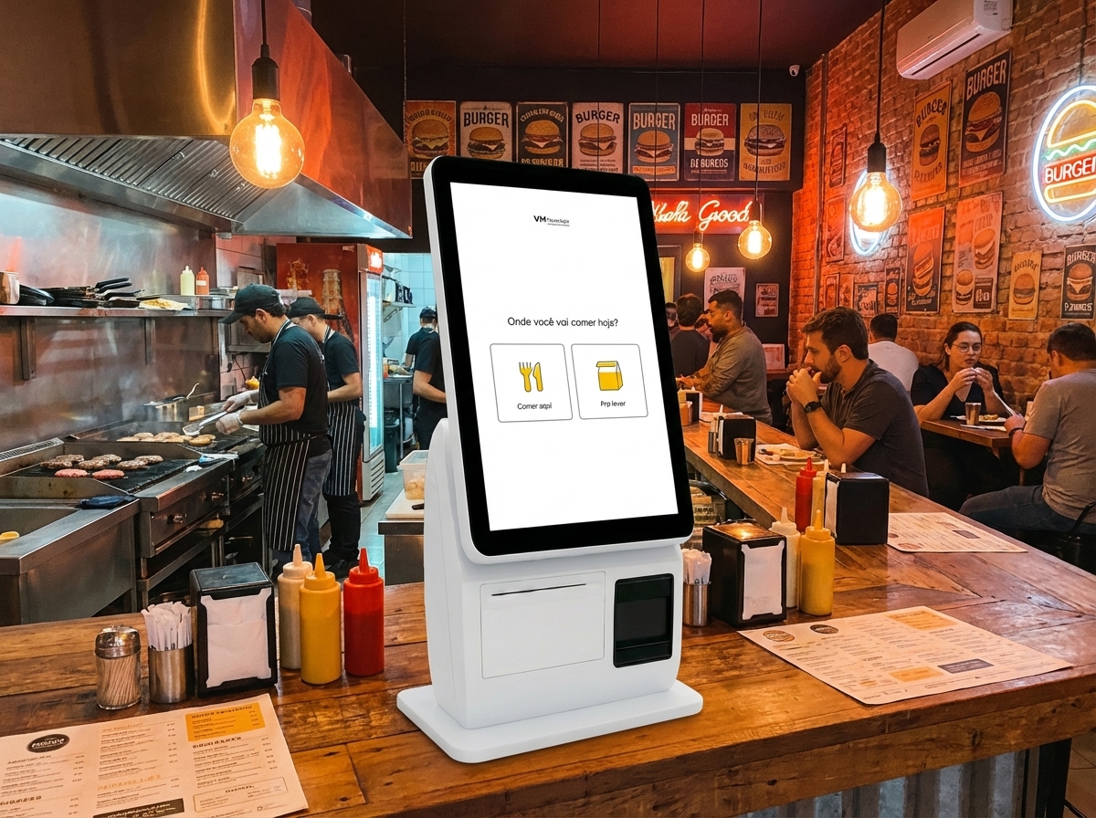 Totem em hamburgueria